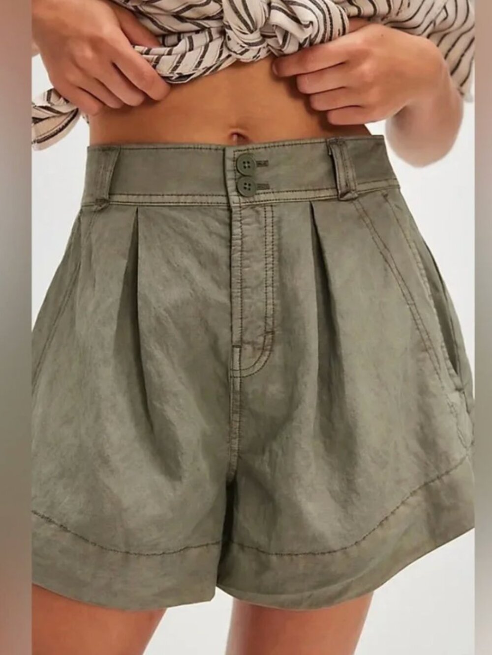Free People Marina Tailored Trouser Shorts Crystal Kelp
